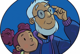Portrait des deux personnages de l’épisode 1 : une petite fille et un grand-père.