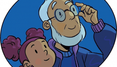 Portrait des deux personnages de l’épisode 1 : une petite fille et un grand-père.